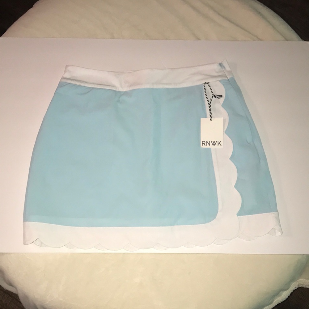 Women's Blue and White Scallop Wrap Skort